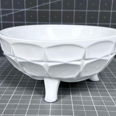 Milk Glass Bowl Footed w/Flower Frog