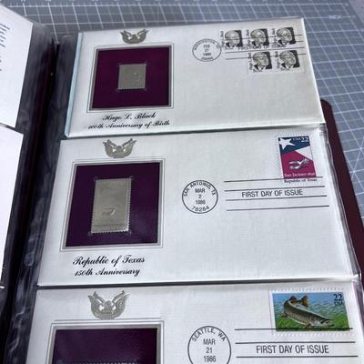 22 k Gold Replica STAMPS with First Day of issue Cards, BINDER FULL 