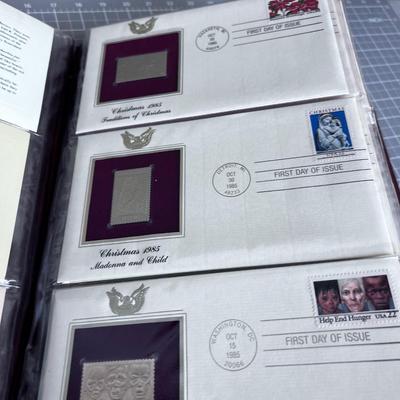 22 k Gold Replica STAMPS with First Day of issue Cards, BINDER FULL 