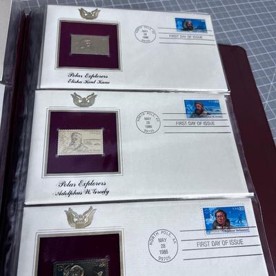22 k Gold Replica STAMPS with First Day of issue Cards, BINDER FULL 