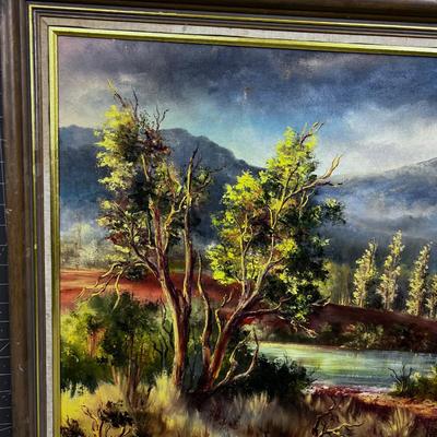 Land Scape, by  Yvone Hyland, Oil on Board Framed