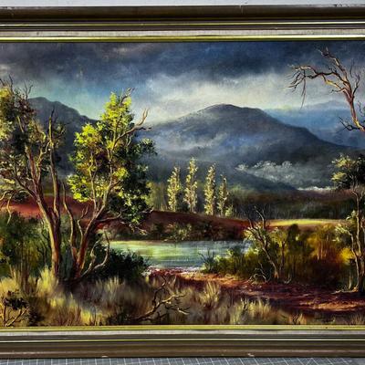 Land Scape, by  Yvone Hyland, Oil on Board Framed