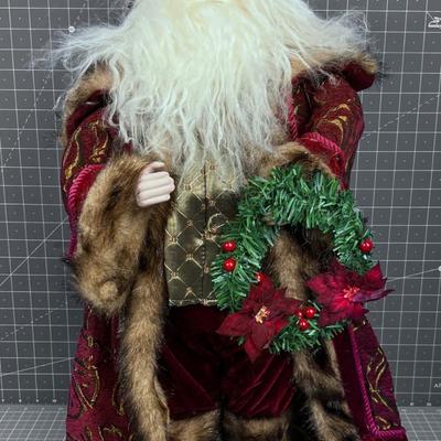 Santa Figurine with Fur Lined Coat 