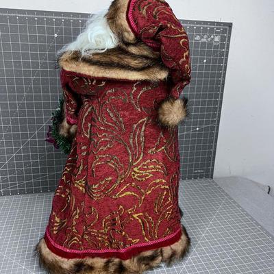 Santa Figurine with Fur Lined Coat 