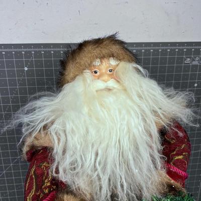 Santa Figurine with Fur Lined Coat 