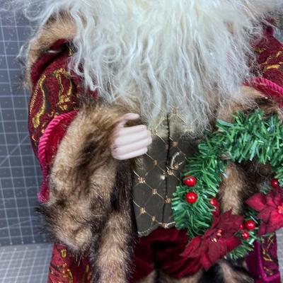 Santa Figurine with Fur Lined Coat 