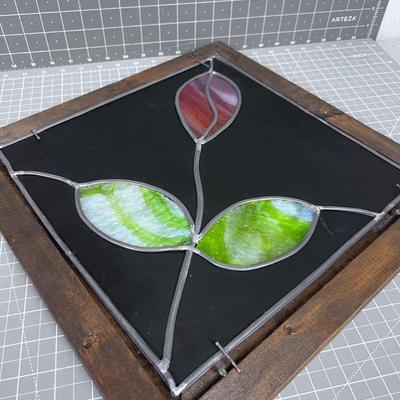 Leaded Glass Mirrored Frame