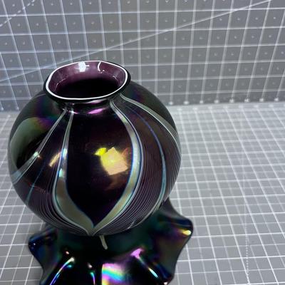 Hand Blown Glass FLUTED Shade, Signed Abelman 1982