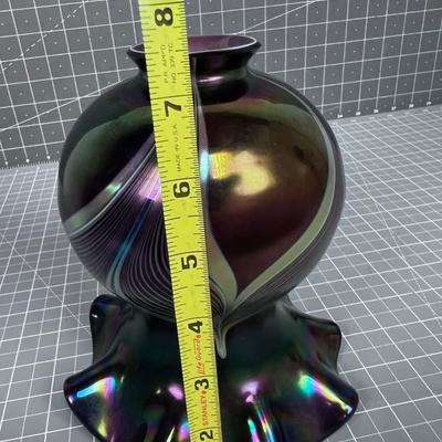 Hand Blown Glass FLUTED Shade, Signed Abelman 1982