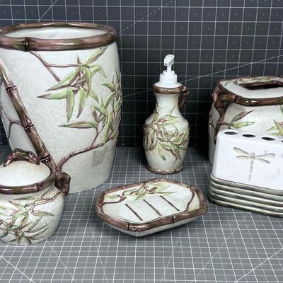 Bathroom Décor: 6 Piece Set Bamboo Style