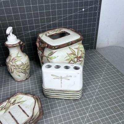 Bathroom Décor: 6 Piece Set Bamboo Style