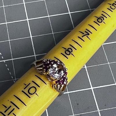 14K Gold CZ with Rubies