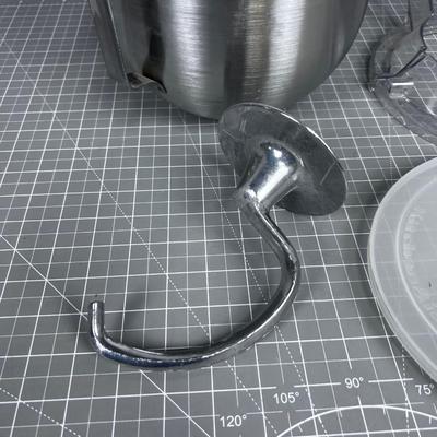 KITCHEN AID Mixing Bowl plus, Dough Hook, Spill Ring and Lid.  