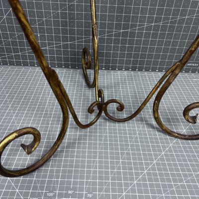 Wrought Iron Plant Stand Gold Tone
