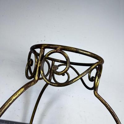 Wrought Iron Plant Stand Gold Tone