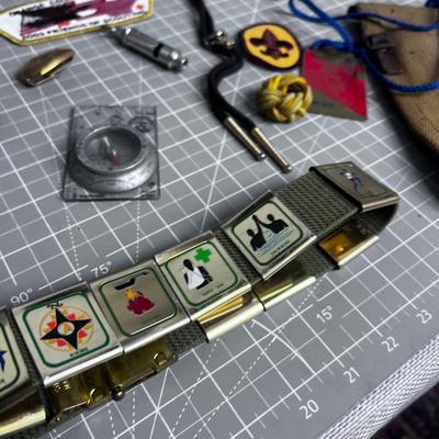 Boy Scout Merit Badges and other gear, plus Tinder Kit