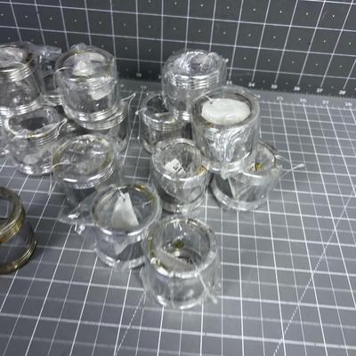 Silver and Glass Napkin Rings (16) 