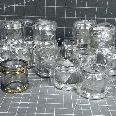 Silver and Glass Napkin Rings (16) 