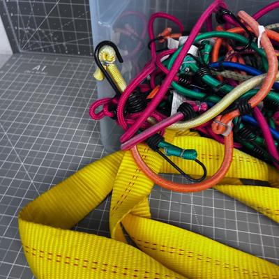 Tub with Bungie Cords and Straps