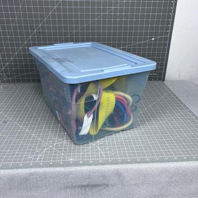 Tub with Bungie Cords and Straps