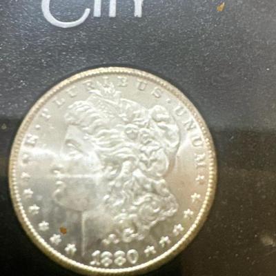 1880 Carson City Morgan in box with papers U S on 1$ Silver