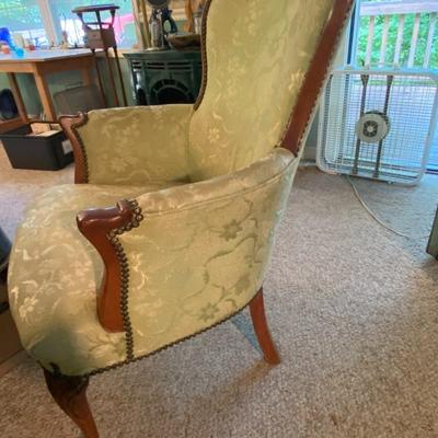 Vintage Green Floral Armchair