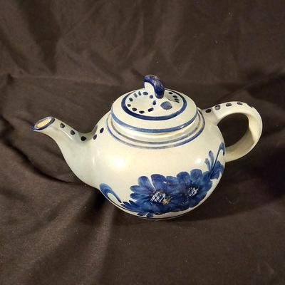 Three Aksinia Pottery Style Blue Floral Teapots (K-JS)