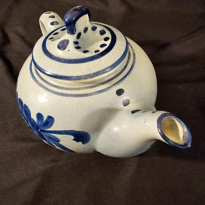 Three Aksinia Pottery Style Blue Floral Teapots (K-JS)