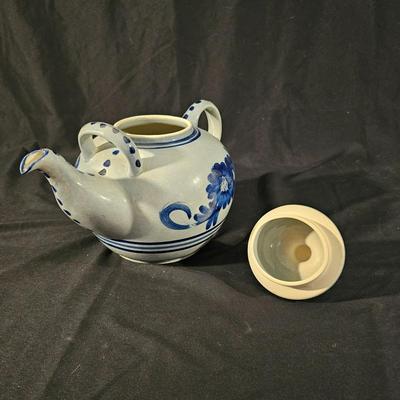 Three Aksinia Pottery Style Blue Floral Teapots (K-JS)