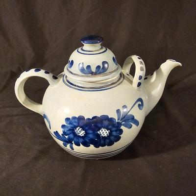 Three Aksinia Pottery Style Blue Floral Teapots (K-JS)