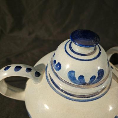 Three Aksinia Pottery Style Blue Floral Teapots (K-JS)