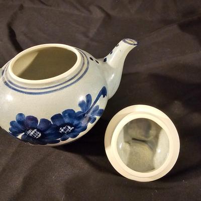 Three Aksinia Pottery Style Blue Floral Teapots (K-JS)