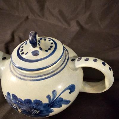 Three Aksinia Pottery Style Blue Floral Teapots (K-JS)