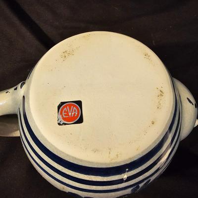 Three Aksinia Pottery Style Blue Floral Teapots (K-JS)