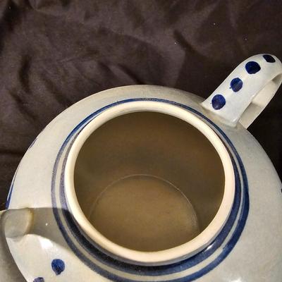 Three Aksinia Pottery Style Blue Floral Teapots (K-JS)
