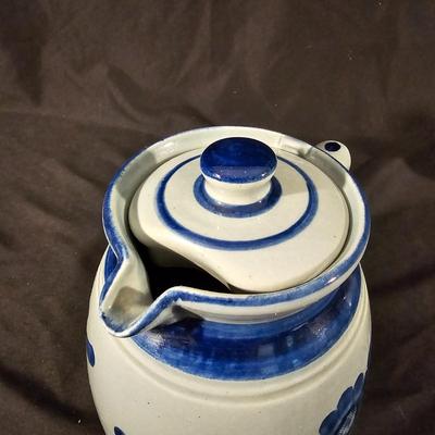Three Aksinia Pottery Style Blue Floral Teapots (K-JS)