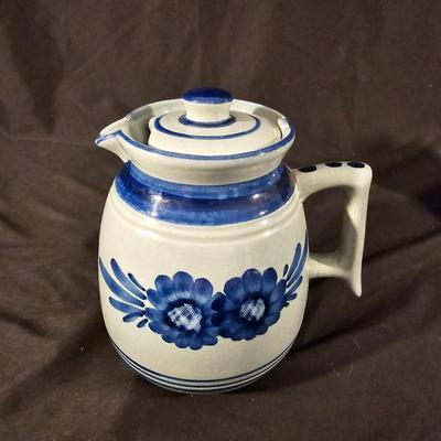 Three Aksinia Pottery Style Blue Floral Teapots (K-JS)