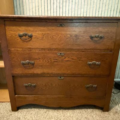 Vintage Three Drawer Oak Bureau