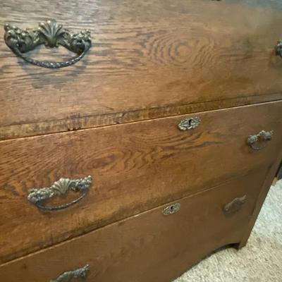 Vintage Three Drawer Oak Bureau
