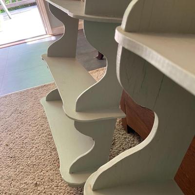 Green Hanging Bookshelves, Pair