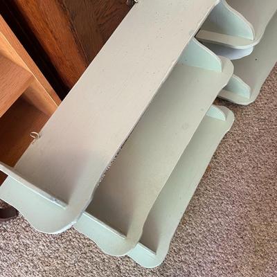 Green Hanging Bookshelves, Pair