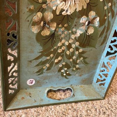 Vintage Turquoise Handpainted Tray