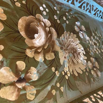 Vintage Turquoise Handpainted Tray