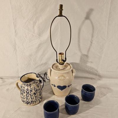 Pinewood Valley Stoneware Lamp with Pitcher & Cups (K-JS)