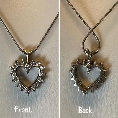 14 k Gold and ruby diamond heart pendant and chain 20 in 9.2 g