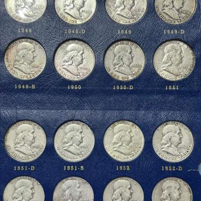 Complete Book Franklin 90 % silver half dollars Reserve set