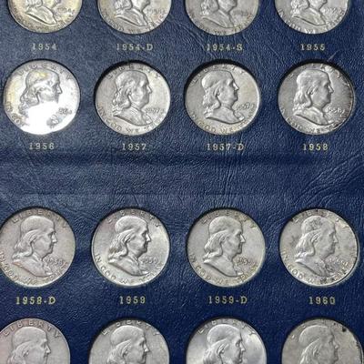 Complete Book Franklin 90 % silver half dollars Reserve set
