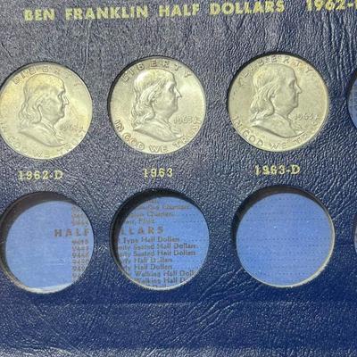 Complete Book Franklin 90 % silver half dollars Reserve set