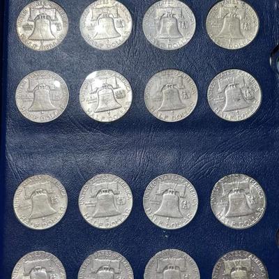 Complete Book Franklin 90 % silver half dollars Reserve set