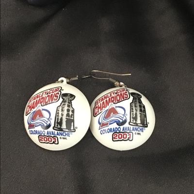 White 2001 Stanley Cup Champions Colorado Avalanche Earrings